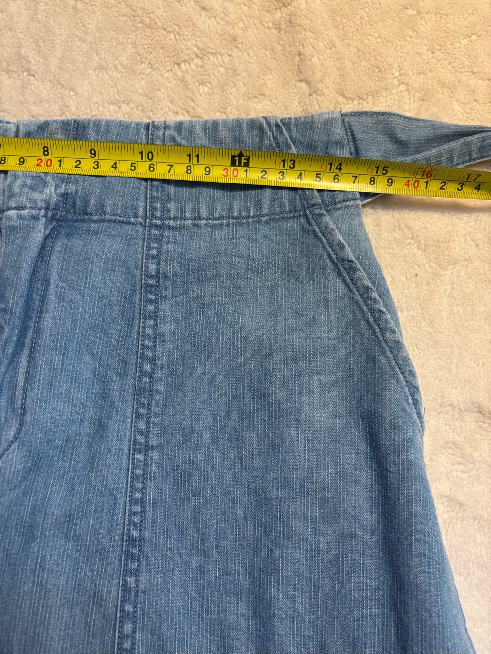 Universal Thread Denim Skirt Size 6 Light Blue Tie-Waist Belt Midi A-Line Jean - Picture 11 of 12